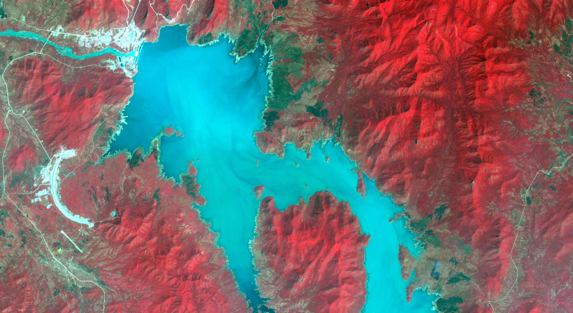 Satellite image of the Grand Ethiopian Renaissance Dam