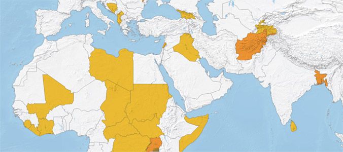 Karte der humanitären Interventionen