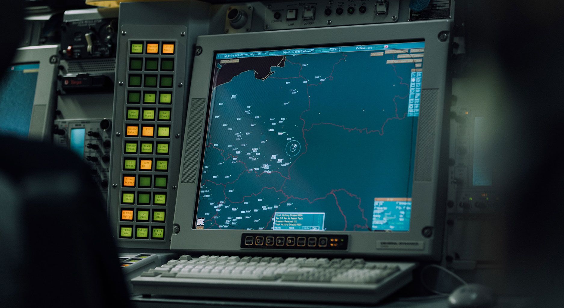 A computer console on board a NATO Boeing 707 E-3A AWACS.
