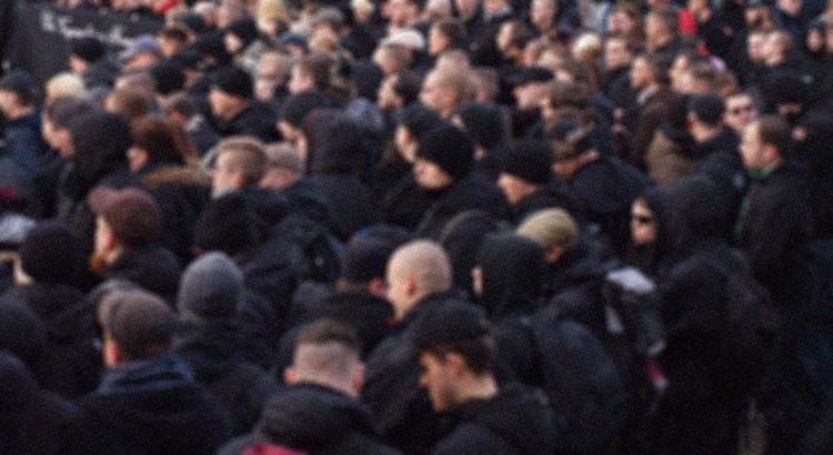 Far-right sympathizers at a demonstration in Magdeburg