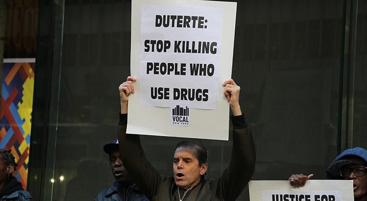 Philippines Drug War Protest, New York City, in 2016
