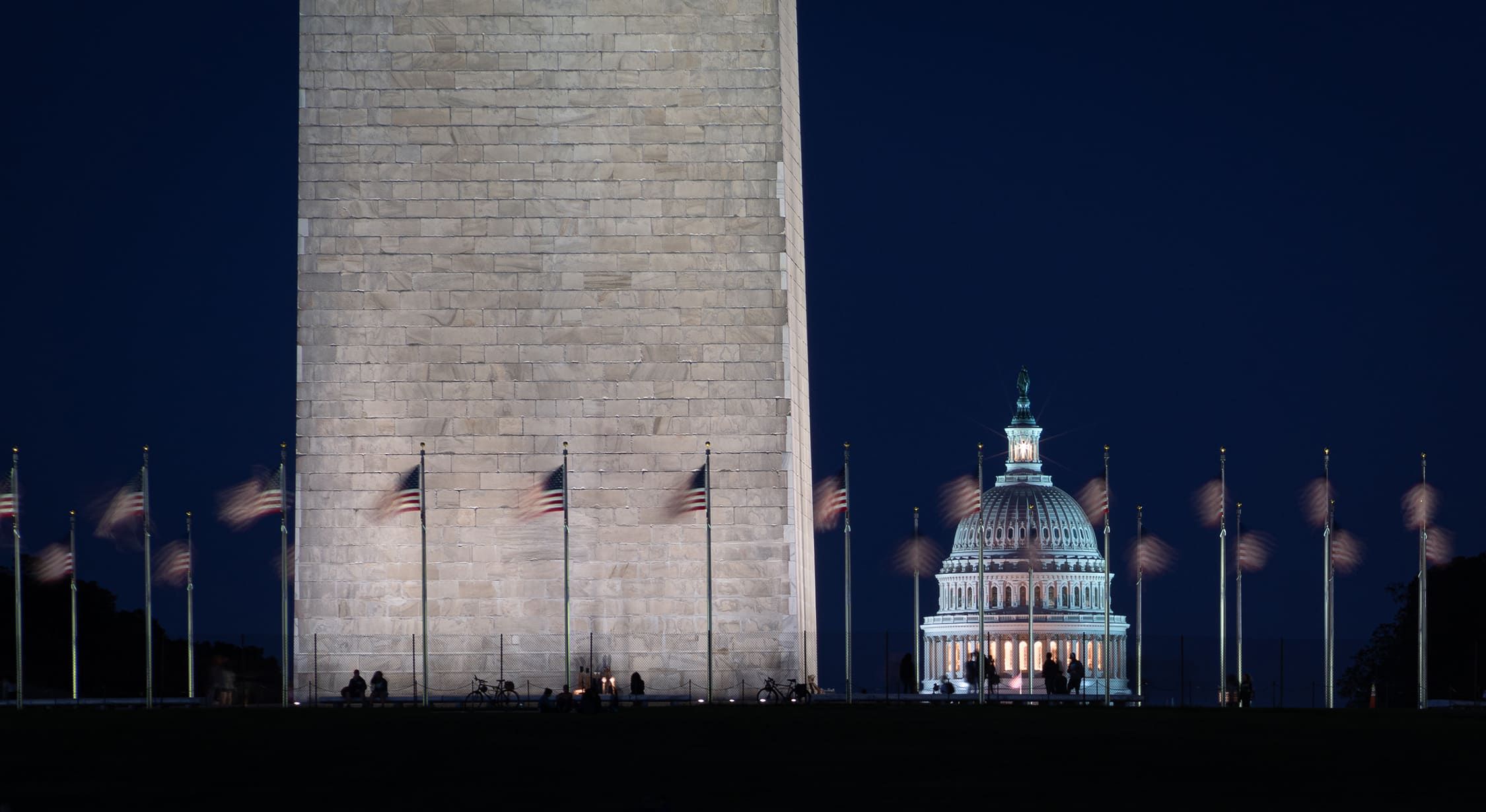 Capitol Dome Peeking Out From Behind the Washington Monument