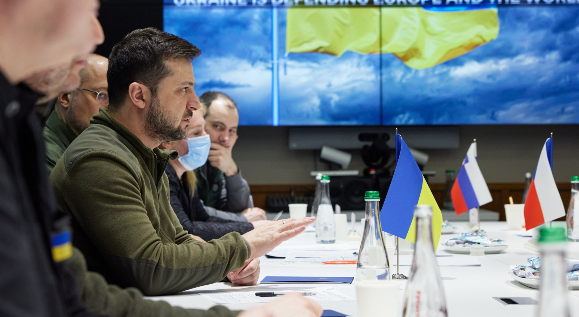 Der ukrainische Präsident Selenskyj bei Gesprächen mit den Regierungschefs von Polen, Tschechien und Slowenien