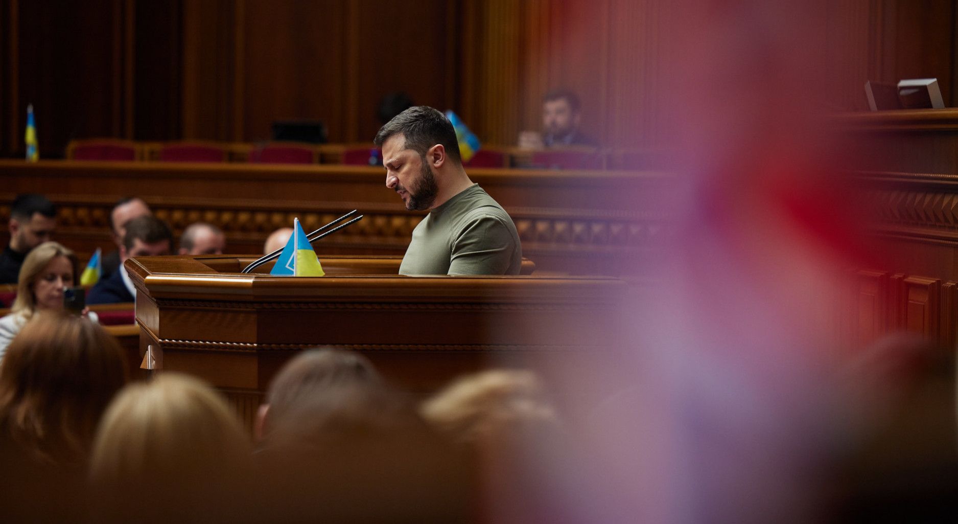 President Volodymyr Zelenskyy giving a speech in the Verkhovna Rada