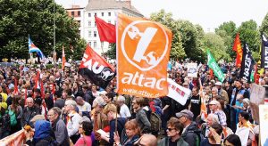 Attac Banner at a Demonstration in June 2015 in Berlin, Germany