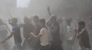 Clashes between the police and the poeple of Warraq Island in Cairo, Egypt