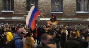 Unterstützer von Alexei Nawalny bei einer Demonstration im Oktober 2017 in St. Petersburg