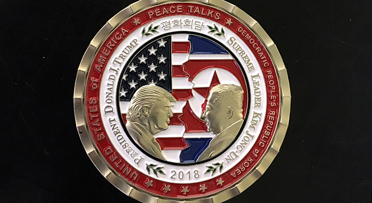A commemorative coin for the upcoming U.S. and North Korean meeting