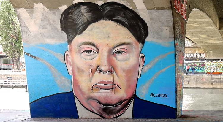 Donald-Trump- und Kim-Jong-un-Graffiti von Lush Sux, Wien