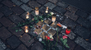 Stolpersteine ("'Stumbling stones") in Berlin remembering victims of the Holocaust
