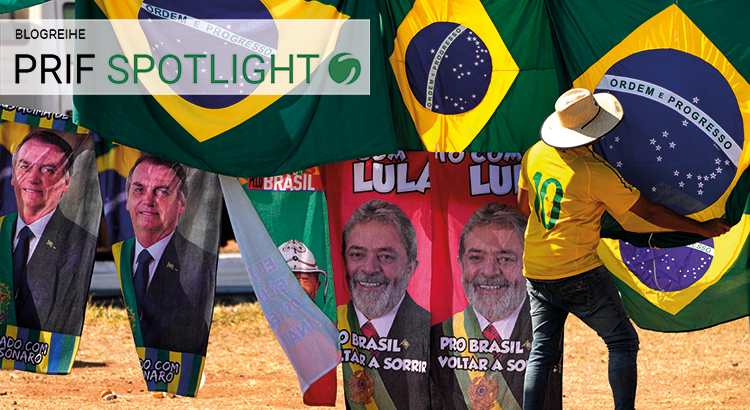 Presidential election campaign flags hang for sale, featuring the faces of both current President Jair Bolsonaro, left, and former President Luiz Inácio Lula da Silva, outside the Supreme Electoral Court in Brasilia, Brazil