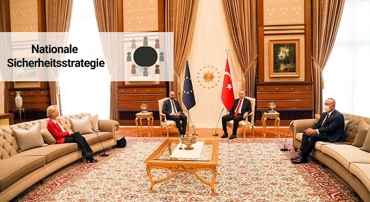 Die "Sofagate"-Affaire: Ursula von der Leyen, Charles Michel, Recep Tayyip Erdoğan und Mevlüt Çavuşoğlu, der türkische Außenminister