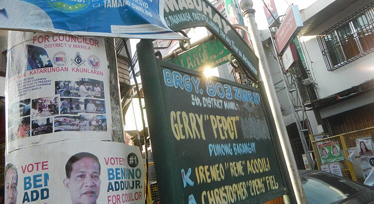 Election posters in a street in Manila