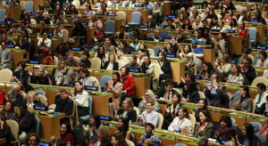 UN General Assembly Hall filled with people clapping
