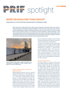 Front page of PRIF Spotlight 3/26: Text frames a photo of a woman painting a dove of peace on a wall together with other people.