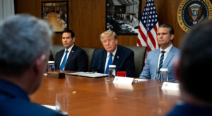 Das Kabinett Trum II be einem Treffen in Camp David, Anfang Juli 2026.